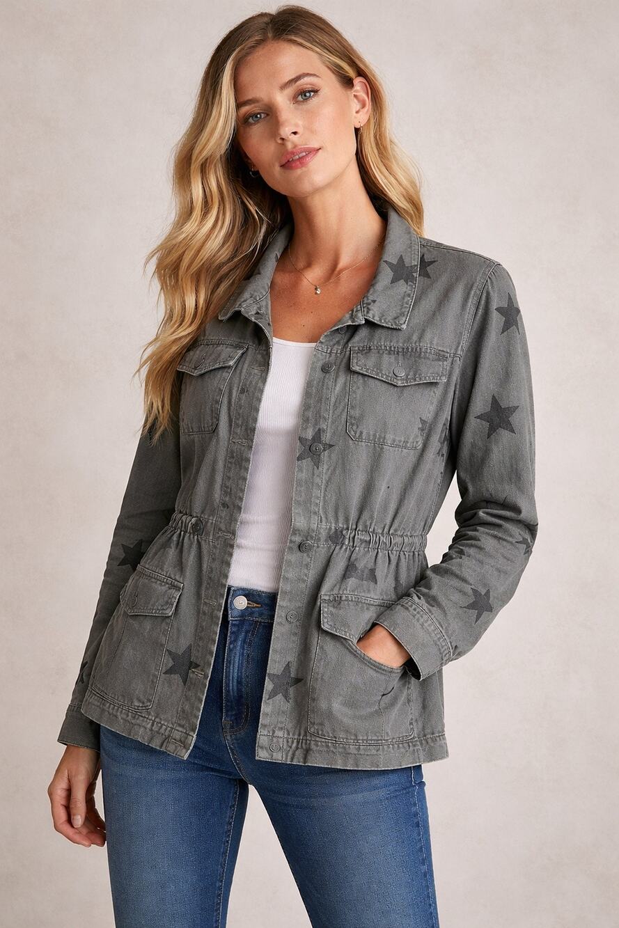 Driftwood Star Print Utility Jacket – Size M